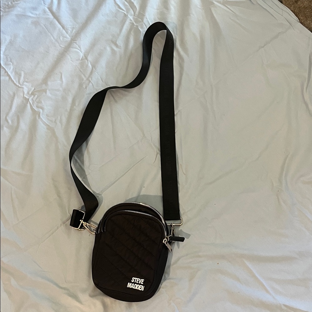Steve Madden Quilted Black Belt Bag